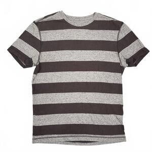 Grunge Style Striped, Banana Republic Gray Stripe Slub Tee - Size Small